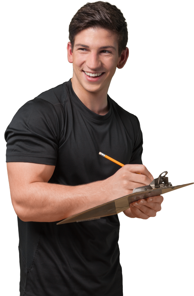 Male Holding a Clipboard